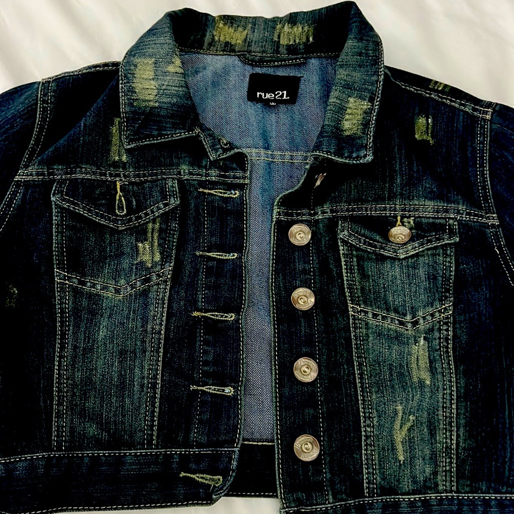 Cropped denim jean jacket